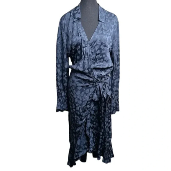 Parker Womens Size 12 Marin Collared Wrap Midi Dress Zipper Closure - Picture 2 of 16